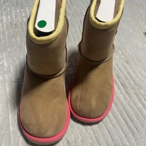 UGG Kids Boots in Tan and Pink with Orange Accents